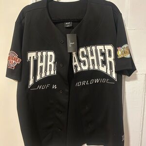 HUF Black and White Thrasher Jersey